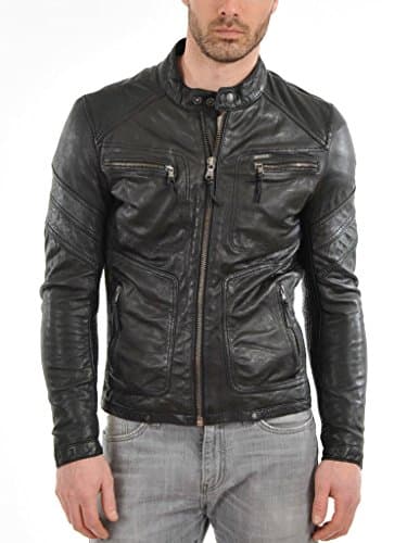 WONDERPIEL Black Leather Jacket for Men – Real Lambskin Biker Jacket