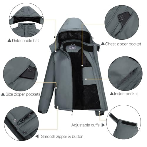 CAMELSPORTS Mens Winter Waterproof Snow Ski Jacket with Faux Fur Hood