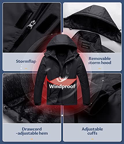 Men's CREATMO US Mountain Waterproof Ski Jacket Winter Snowboarding Coat