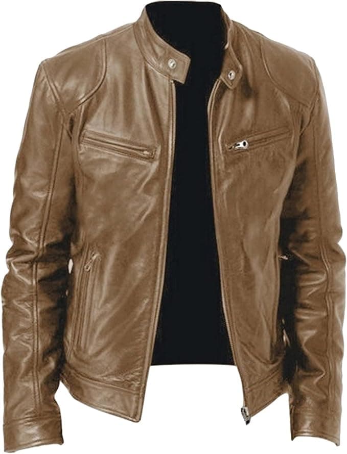 Men's Faux Leather Motorcycle Jacket
