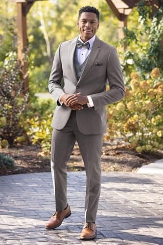 HUUTOE Men's Slim Fit Wedding Groomsmen Tuxedo Set Blazer Jacket Pants