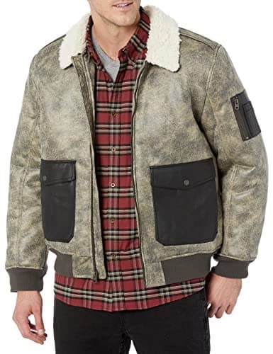 Levi's Men Faux Leather Aviator Bomber Jacket