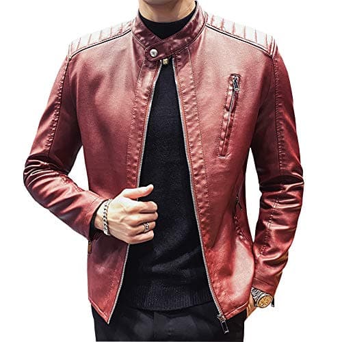 Men's Slim Fit Faux Leather Motorcycle Jacket