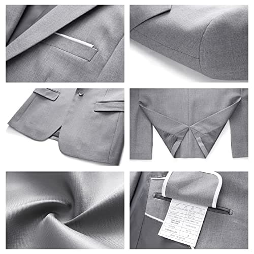 KUDMOL Mens Slim Fit 2-Piece Solid Casual Suit Jacket & Pants Set