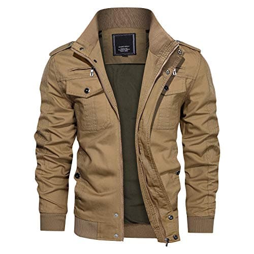 CRYSULLY Men's Casual Windbreaker Jacket with Cargo Pockets