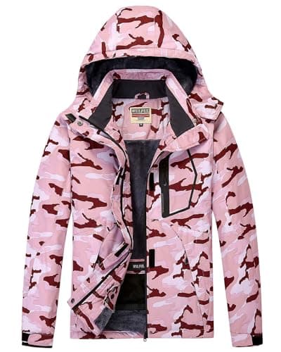 Women's Waterproof Winter Ski Jacket with Detachable Hood