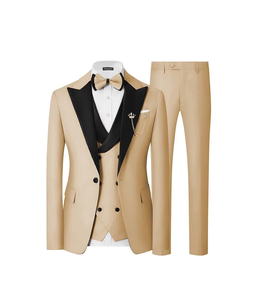 SPTALLFITJSV Mens Slim Fit Double Breasted Tuxedo Suit for Wedding Prom Dinner