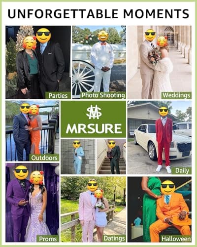 MrSure Men’s Slim Fit Tuxedo 3-Piece Suit_Blazer_Vest_Pants_Tie Party_Wedding_Business