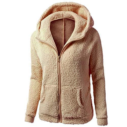 YMADREIG Women's 2023 Winter Fuzzy Fleece Zip-Up Hoodie Coats Plus Size Warm