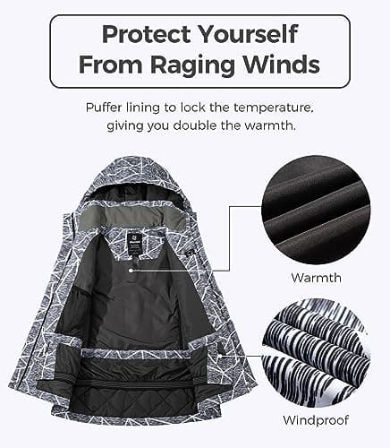 wantdo Women's Waterproof Ski Jacket Windproof Warm Winter Snow Coat