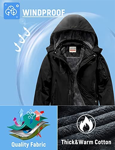 WULFUL Boys' Waterproof Fleece Hooded Ski Jacket