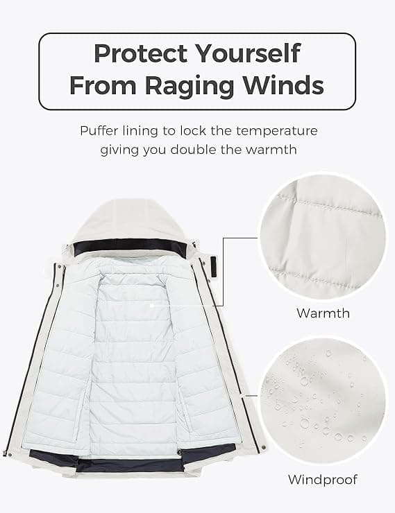 Wantdo Men's Waterproof 3-in-1 Ski Jacket Winter Snow Coat