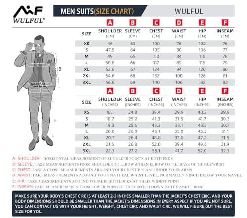 WULFUL Men's Slim Fit 3-Piece Tuxedo Suit Set Black/Grey
