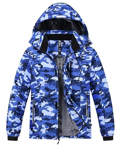 MoFiz Boys Waterproof Winter Hooded Ski Jacket with Zip Pockets