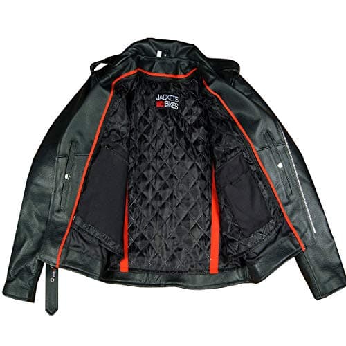 Men's Iconic Brando Leather Motorcycle Jacket - Premium Buffalo Hide, Side Laces, Concealed Pockets, All-Season Black L
