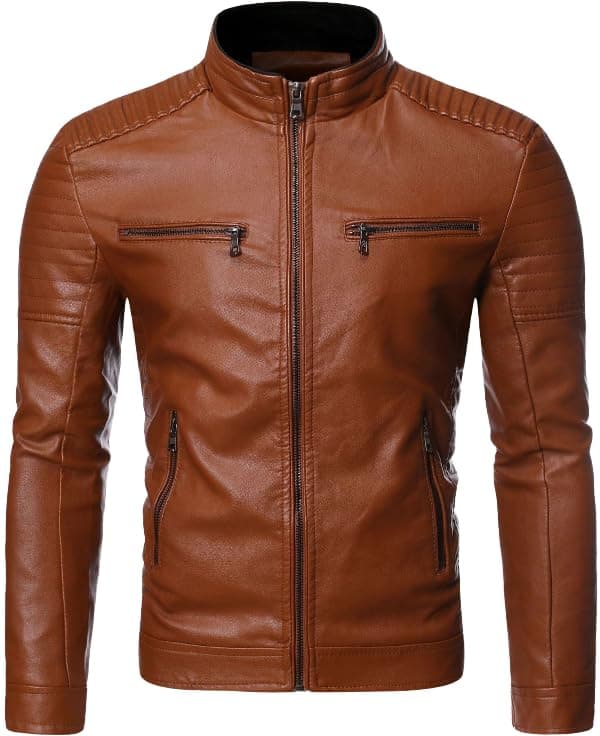 Men's Faux Leather Motorcycle Jacket