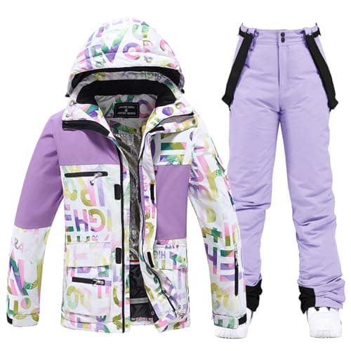 WOWULOVELY Women's Winter Ski Suit with Insulated Snowboarding Jacket and Pants