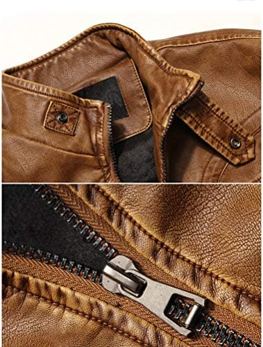 Vintage Stand Collar Men's Faux Leather Jacket for Motorcycle Riders