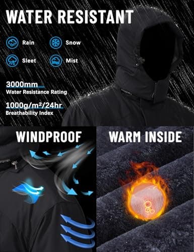 TACVASEN Men's Winter Warm Ski Snowboard Fleece Jacket Windproof Hooded