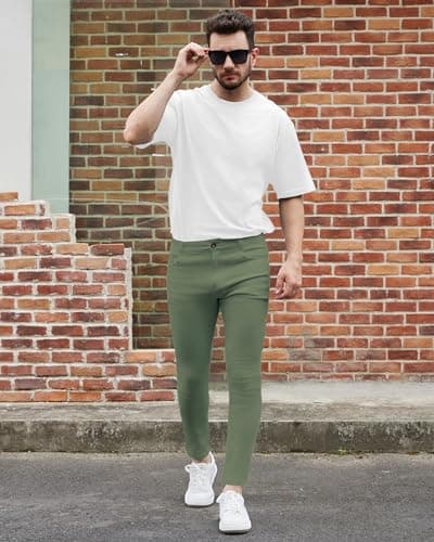 WULFUL Men's Slim Fit Skinny Stretch Jeans with Expandable Waist
