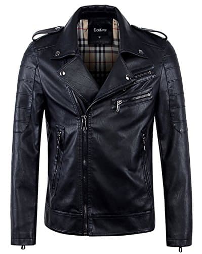 Chouyatou Men's Vintage Lightweight Faux Leather Biker Jacket