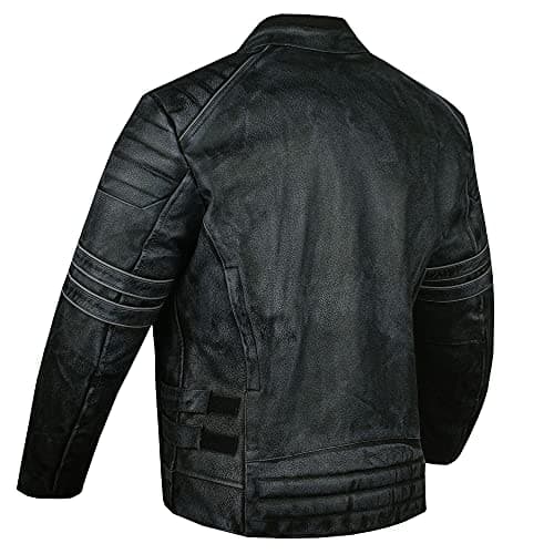 Men's Armor High Visibility Shadow Motorcycle Jacket - Distressed Black Leather