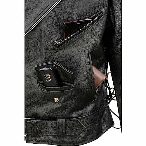 Men's Black EL5411 Classic Side Lace Motorcycle Jacket