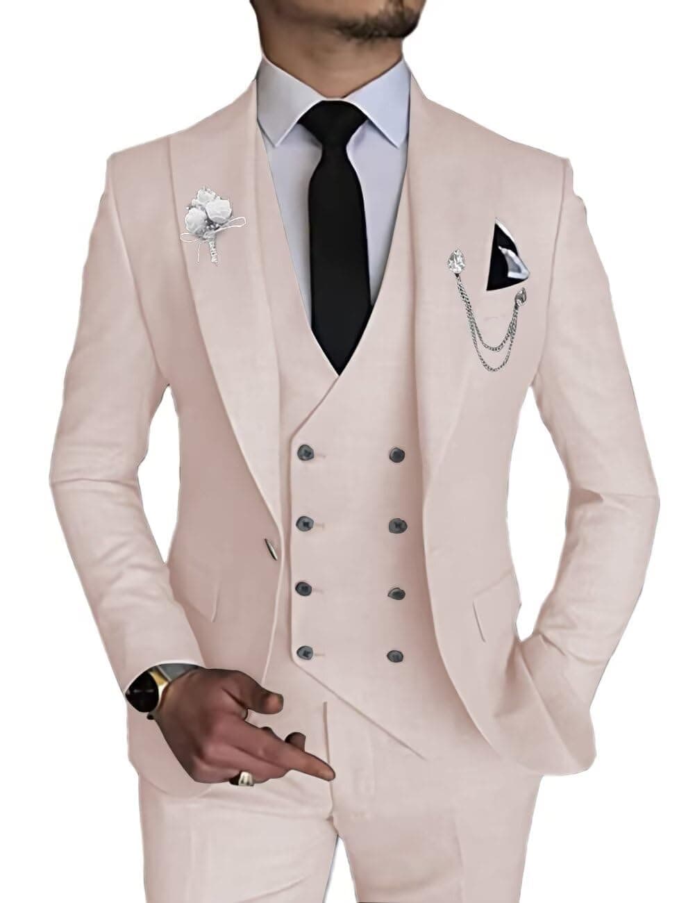 Slim Fit Double Breasted Men's Suit for Wedding and Events