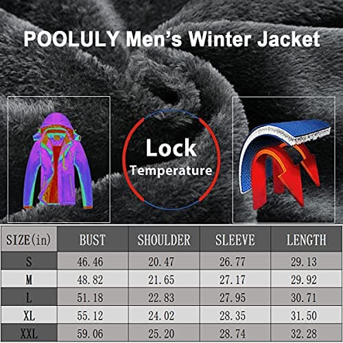 Pooluly Men's Waterproof Winter Jacket