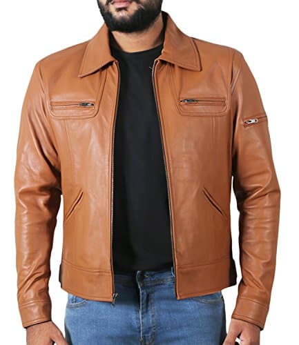 Laverapelle Men's Genuine Lambskin Leather Black Biker Jacket