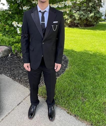 Wangyue Men's Double Breasted Tuxedo Suit 3-Piece Slim Fit Sets for Wedding Prom