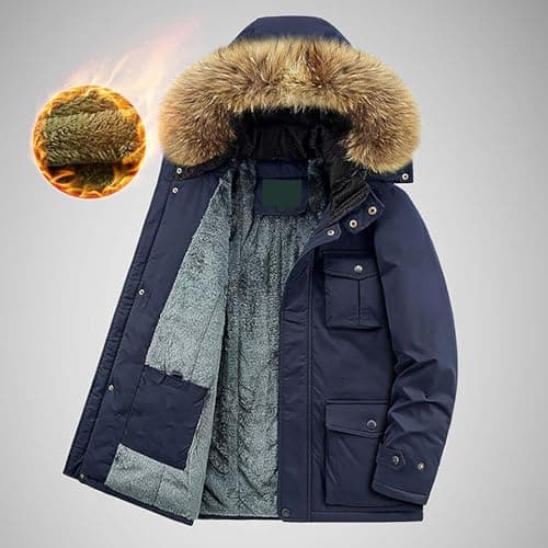 Plus Size Mens Winter Parka Coat Black Wool Trench Ski Jacket Stocking Stuffers