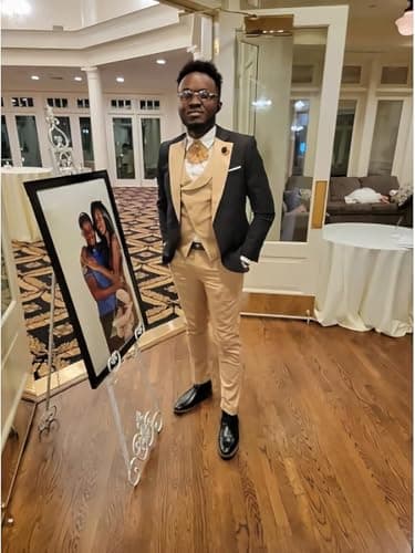 Wangyue Men's Double Breasted Tuxedo Suit 3-Piece Slim Fit Sets for Wedding Prom