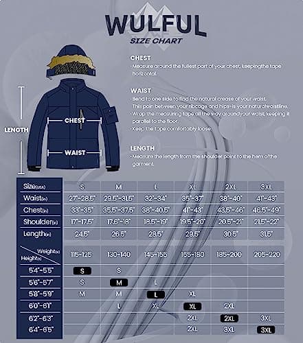 WULFUL Men's Waterproof Ski Jacket for Warm Winter Snow Sports