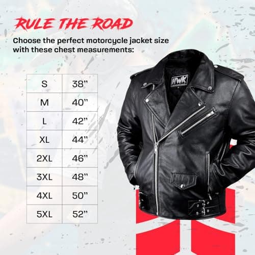 HWK Genuine Leather Motorcycle Jacket with Armor for Men