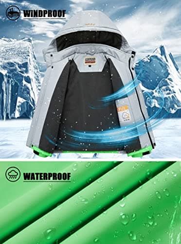 WULFUL Boys' Waterproof Winter Ski Coat with Hood