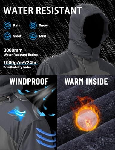TACVASEN Men's Winter Water-Resistant Fleece Snow Ski Military Tactical Parka Jacket Raincoat