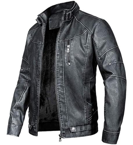 WULFUL Men's Vintage Leather Motorcycle Jacket