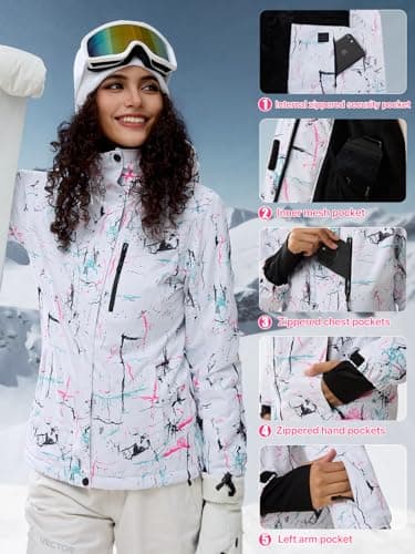 Women's Waterproof Ski Snow Jacket with Fleece Lining