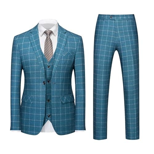 Slim Fit Plaid Suit Set for Men - Perfect for Wedding, Prom, Business