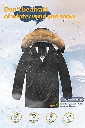 Thick Winter Coat for Boys: CREATMO US Sherpa Long Parka Jacket