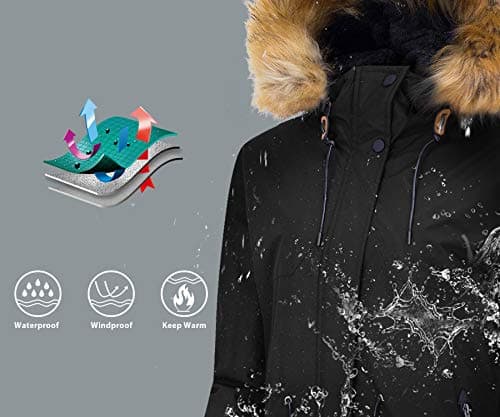 Wantdo Women's Insulated Waterproof Ski Jacket Winter Snowboarding Coat