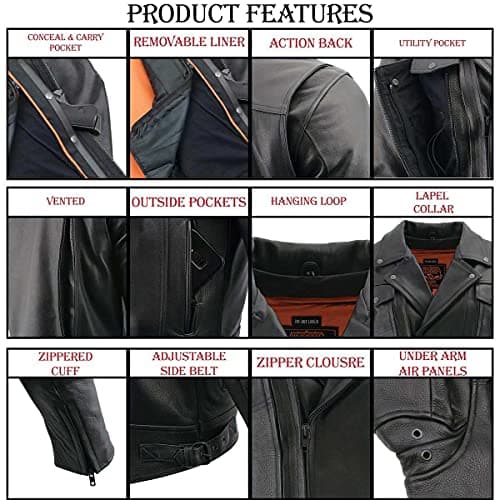 Men's Black Leather Motorcycle Jacket with Multi-Utility Pockets by Milwaukee Leather