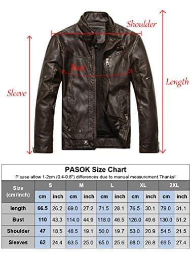 PASOK Men's Vintage Faux Leather Motorcycle Jacket