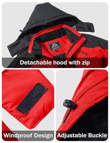 Men's Winter Snow Jacket with Fleece Lining and Multiple Pockets