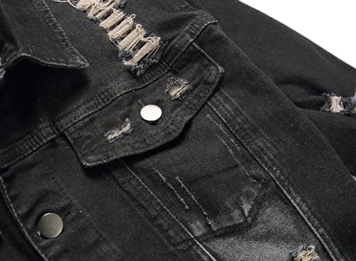 QIMYUM Men's Distressed Slim Denim Jean Jacket