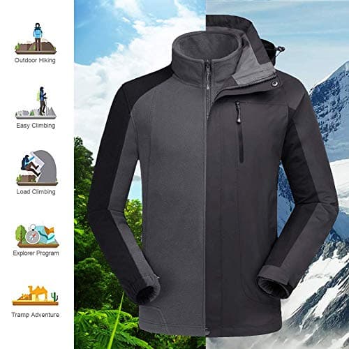 CAMEL CROWN Men's 3 in 1 Waterproof Winter Snow Jacket Windproof Hooded