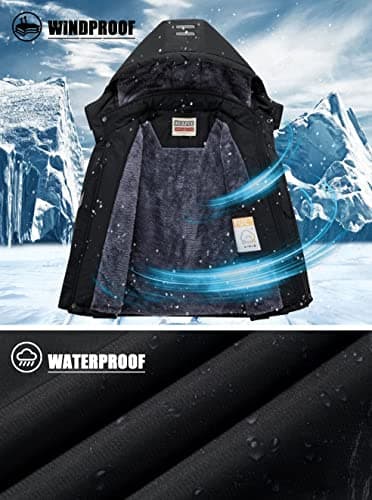 WULFUL Boy's Waterproof Winter Ski Coat with Hood