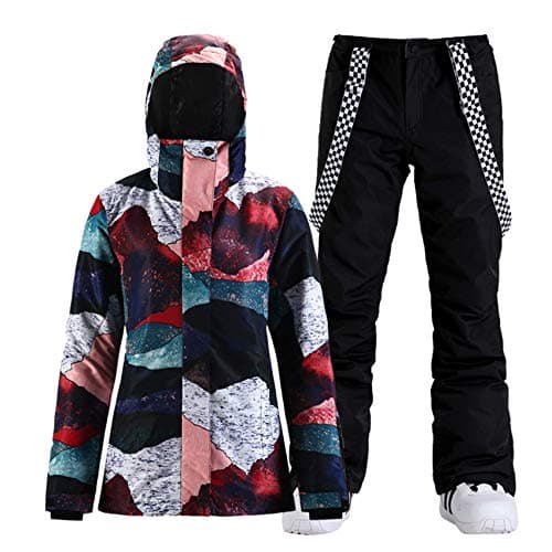 GSOU Women's Waterproof Snowsuit Ski Jacket and Pants Insulated Warm Winter Snowboarding
