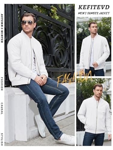 KEFITEVD Men's Windproof Bomber JacketWarm Winter Full Zip Coats